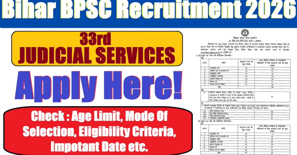 Bihar BPSC 33rd Judicial Services Recruitment 2026